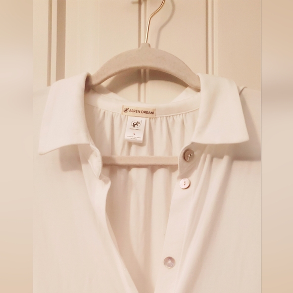 SZ L WHITE BUTTON DOWN PAJAMA GOWN - Picture 5 of 8